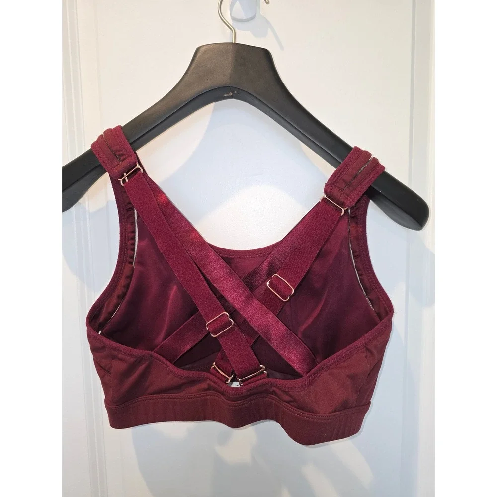 Fabletics Burgundy Convertible Strap‎ Sports Bra Mesh Accent Maroon Womens L
